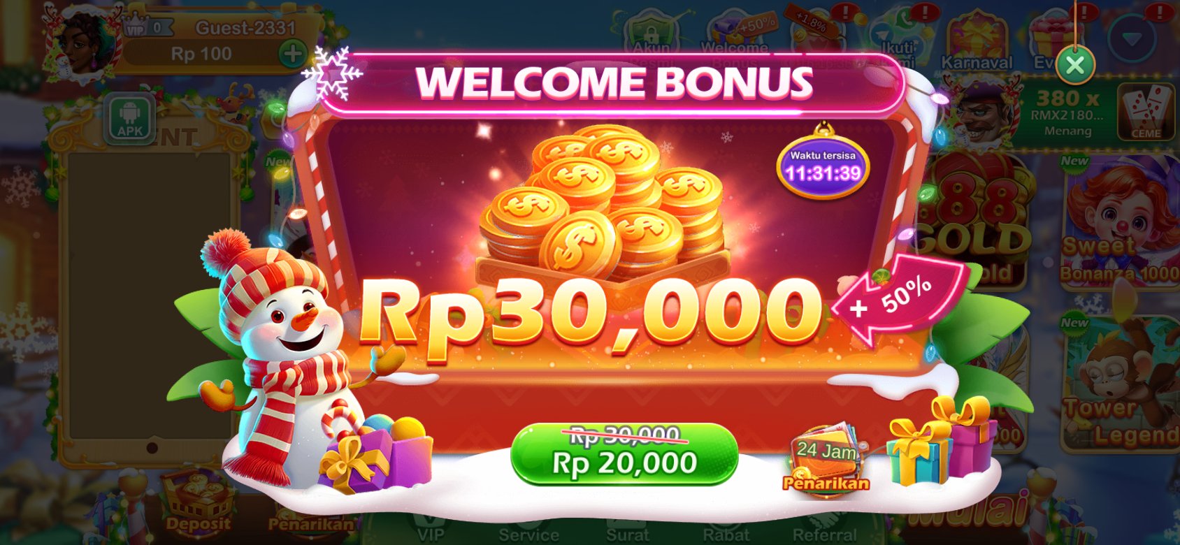 Bonus selamat datang di aplikasi 4892 dengan tambahan 50%.